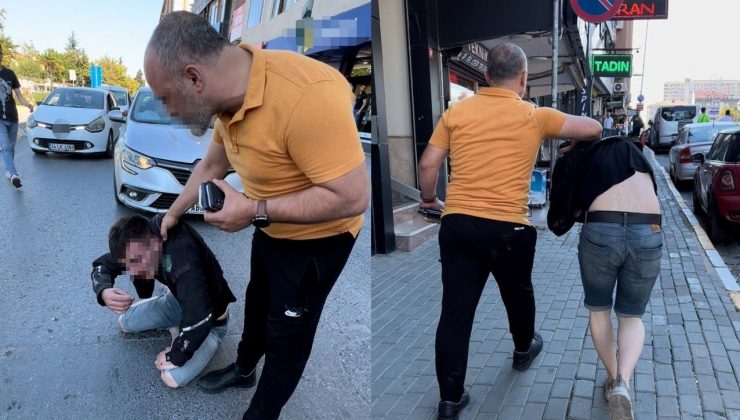 Kızının torbacısını dövüp polise teslim etti