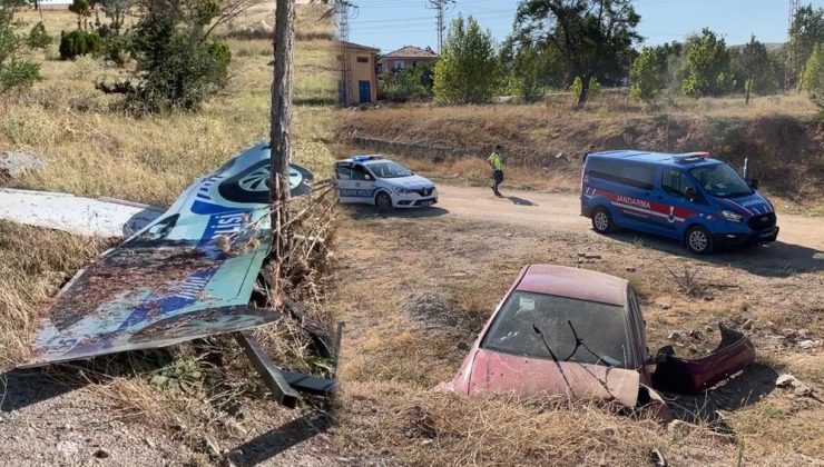 Otomobil, maket polis aracına çarpıp köprüden uçtu