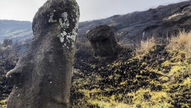 Dünya mirası Moai heykelleri yangında büyük hasar gördü