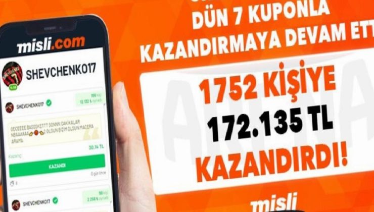 1752 kişiye 172 bin 135 TL kazandırdı! Yeni iddaa kuponu Misli Arena’da….