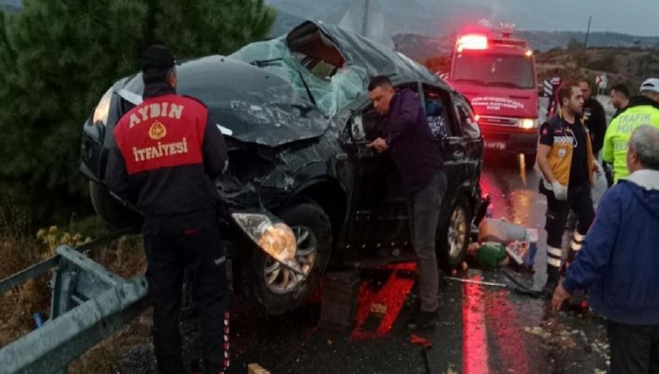 Takla atan otomobildeki çifti ölüm ayırdı